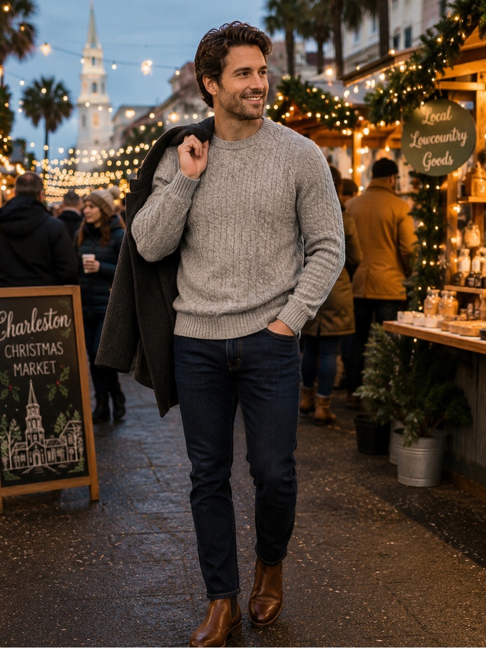 J.Crew Extra-Soft Classic Cable-knit Crewneck Sweater - Gray Men’s Large - Picture 9 of 9